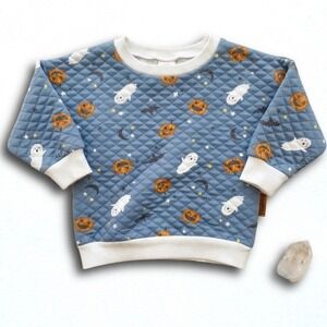 Lila & Jack Baby Halloween Quilted Sweatshirt Blue Ghost Pumpkin 12-18M AT7341